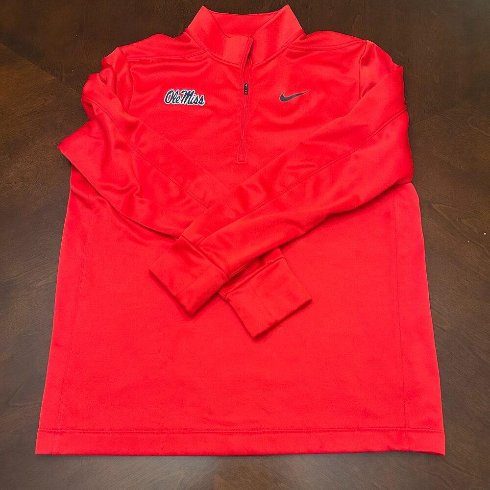 Team Issued Nike Red Large Ole Miss Fleece Quarter Zip
